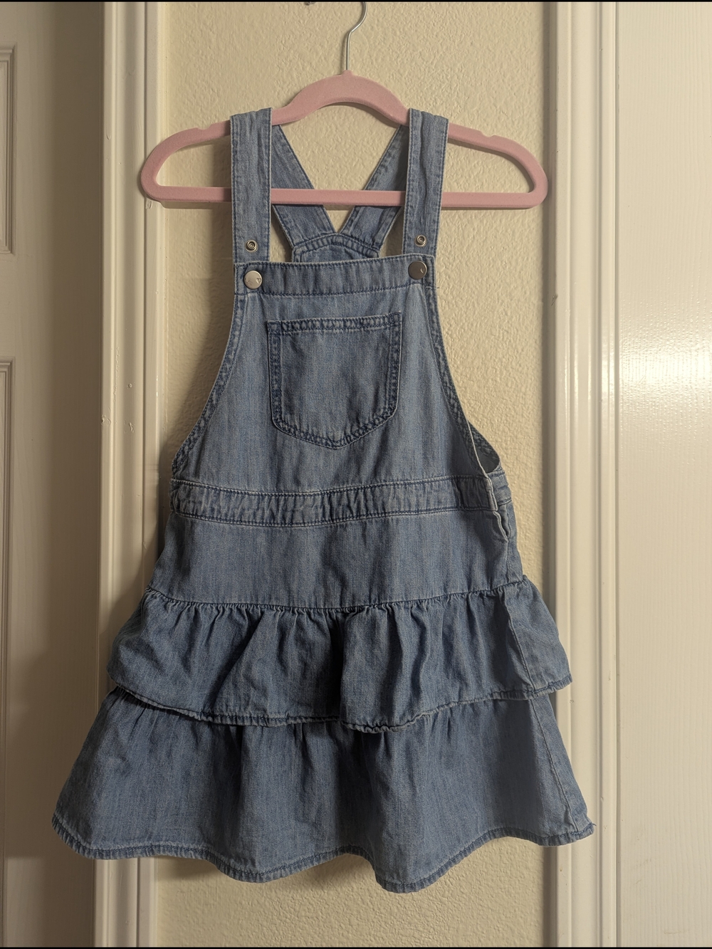 The Children's Place Light Blue Denim Ruffle Overall Dress